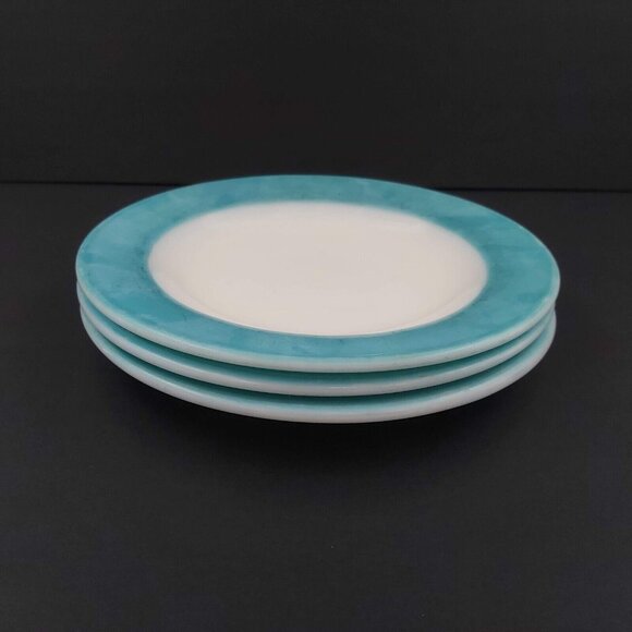 PYREX Bread Plates- Turquoise Blue-6.75 Inches - Set of 3-Made in Canada - Picture 9 of 10